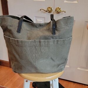 Olive Tote with Black Straps.